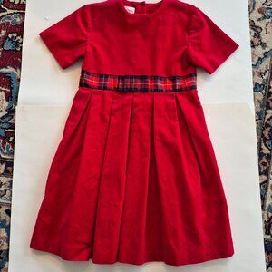 Vintage red velvet Laura Ashley girl dress ribbon waist made in Hong Kong size 9